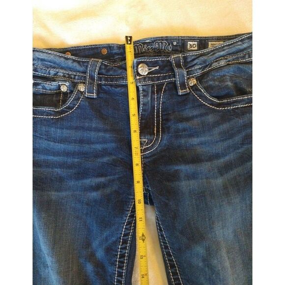 Miss me  distressed freyed cropped Size 30 Jeans  jeans Y2K Boho - Picture 7 of 9